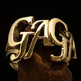 Excellent Crafted Mad Men's one Word Gaga Ring - solid Brass - BikeRing4u