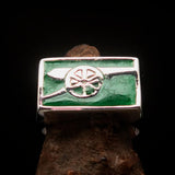 Perfectly crafted Men's Naval Cannon Ring green - Sterling Silver - BikeRing4u