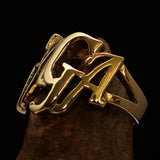 Excellent Crafted Mad Men's one Word Gaga Ring - solid Brass - BikeRing4u