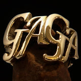 Excellent Crafted Mad Men's one Word Gaga Ring - solid Brass - BikeRing4u