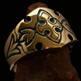 Excellent Crafted green Men's Fleur de Lis Ring - solid Brass - BikeRing4u