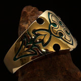 Excellent Crafted green Men's Fleur de Lis Ring - solid Brass - BikeRing4u