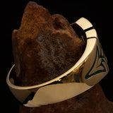 Excellent Crafted green Men's Fleur de Lis Ring - solid Brass - BikeRing4u