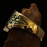 Excellent Crafted green Men's Fleur de Lis Ring - solid Brass - BikeRing4u