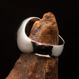 Excellent crafted oval domed Men's blue Cross Lorraine Ring - Sterling Silver - BikeRing4u