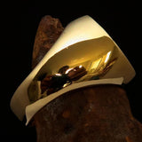 Excellent crafted Men's Muslim Ring Green Allah Symbol - solid Brass - BikeRing4u