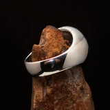 Sterling Silver Men's Ring black Marihuana Cannabis Leaf - BikeRing4u