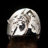 Excellent crafted mirror polished Men's Birth of Death Skeleton Ring - Sterling Silver - BikeRing4u