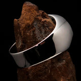 Excellent crafted Men's Heptagon Ring Red seven sided Polygon - Sterling Silver - BikeRing4u