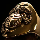 Excellent crafted Men's Marine's Military Ring - Solid Brass - BikeRing4u
