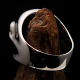 Excellent Crafted Men's Outlaw Red 1% er Gnome Skull Ring - Sterling Silver - BikeRing4u