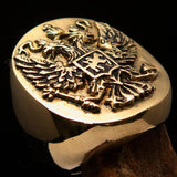 Excellent crafted Men's Russian Eagle Seal Ring - Solid Brass - BikeRing4u