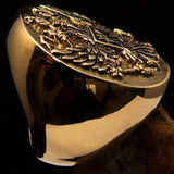 Excellent crafted Men's Russian Eagle Seal Ring - Solid Brass - BikeRing4u