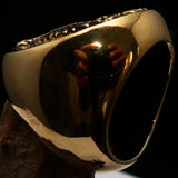 Excellent crafted Men's Russian Eagle Seal Ring - Solid Brass - BikeRing4u