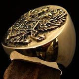 Excellent crafted Men's Russian Eagle Seal Ring - Solid Brass - BikeRing4u