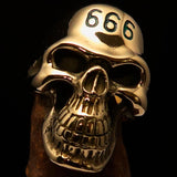 Excellent crafted Men's Devil Skull Ring green 666 on Forehead - Solid Brass - BikeRing4u