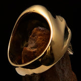 Excellent crafted Men's Devil Skull Ring green 666 on Forehead - Solid Brass - BikeRing4u