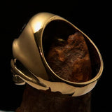 Excellent crafted Men's Devil Skull Ring green 666 on Forehead - Solid Brass - BikeRing4u