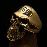 Excellent crafted Men's Devil Skull Ring green 666 on Forehead - Solid Brass - BikeRing4u