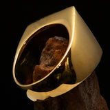 Excellent crafted Men's Pirate Skull Ring green Maltese Cross - Solid Brass - BikeRing4u