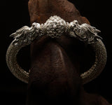 Stunning handcrafted Sterling Silver Two Dragon Ball Bracelet - BikeRing4u