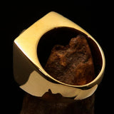 Excellent crafted Men's Pirate Skull Ring green Maltese Cross - Solid Brass - BikeRing4u