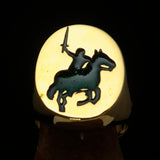 Excellent crafted Men's Green Riding Knight Ring - Solid Brass - BikeRing4u