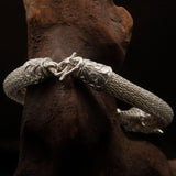 Stunning handcrafted Sterling Silver Two Dragon Ball Bracelet - BikeRing4u