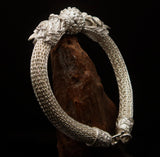 Stunning handcrafted Sterling Silver Two Dragon Ball Bracelet - BikeRing4u