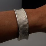Excellent handcrafted woven Sterling Silver Bracelet Bangle - BikeRing4u