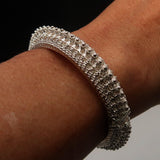 Excellent handcrafted mounted Sterling Silver Bracelet Bangle - BikeRing4u