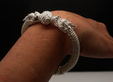 Stunning handcrafted Sterling Silver Two Dragon Ball Bracelet - BikeRing4u