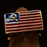 Perfectly crafted Men's Flag Ring United States of Communist - Solid Brass - BikeRing4u
