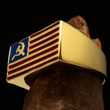 Perfectly crafted Men's Flag Ring United States of Communist - Solid Brass - BikeRing4u