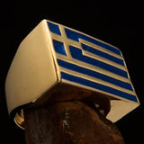 Perfectly crafted Men's Ring Flag of Greece - Solid Brass - BikeRing4u
