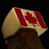 Perfectly crafted Men's Ring Flag of Canada - Solid Brass - BikeRing4u