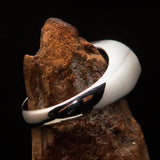 Excellent crafted oval Men's Ring Jesus in Hebrew Red - Sterling Silver - BikeRing4u