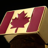 Perfectly crafted Men's Ring Flag of Canada - Solid Brass - BikeRing4u