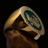 Excellent crafted Men's Green Knights Templar Ring - Solid Brass - BikeRing4u
