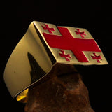 Perfectly crafted Men's Ring National Flag of Georgia - Solid Brass - BikeRing4u