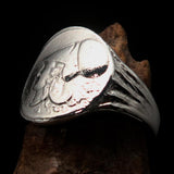 Men's Sterling Silver ancient Corinthian Ring Greek Goddess Athena - BikeRing4u