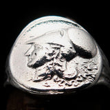 Men's Sterling Silver ancient Corinthian Ring Greek Goddess Athena - BikeRing4u