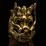 Excellent crafted Men's Animal Ring Male Dragon red eyes - Solid Brass - BikeRing4u