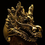 Excellent crafted Men's Animal Ring Male Dragon red eyes - Solid Brass - BikeRing4u
