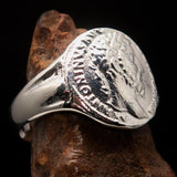 Men's Sterling Silver ancient Roman Coin Men's Ring Antonius Pius - BikeRing4u