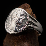 Men's Sterling Silver ancient Roman Coin Men's Ring Antonius Pius - BikeRing4u