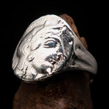 Men's Sterling Silver ancient Greek Drachma Coin Ring Alexander the Great - BikeRing4u