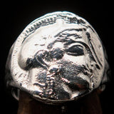 Men's Sterling Silver ancient Greek Drachma Coin Ring Alexander the Great - BikeRing4u