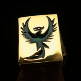 Excellent crafted Men's Ring green Phoenix - Solid Brass - BikeRing4u