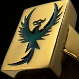 Excellent crafted Men's Ring green Phoenix - Solid Brass - BikeRing4u